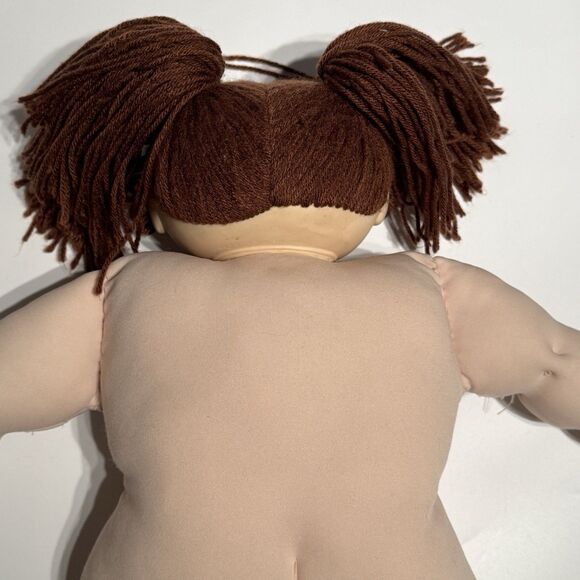 Vintage Cabbage Patch Baby Doll Brunette Brown Poodle Hair Dimple 1984 Soft Body - Picture 6 of 11